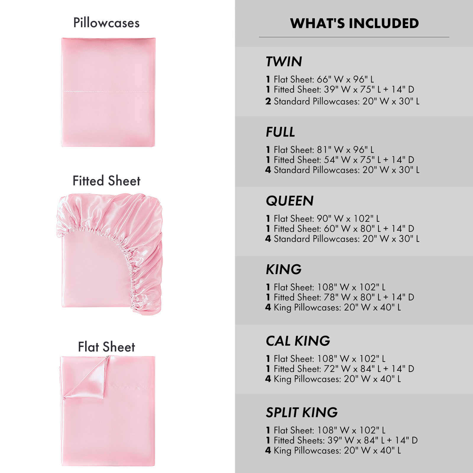 TURKIO Satin Sheets Queen Silk Sheets Pink Bed Sheet Set,4 Pieces 1800 Microfiber 2 Pillowcase 20"x30"