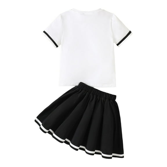 Junlike Girls Summer Outfits Baby Girl Short Sleeve T-Shirt and A-Line Pleated Skirt for Small to Big Kids