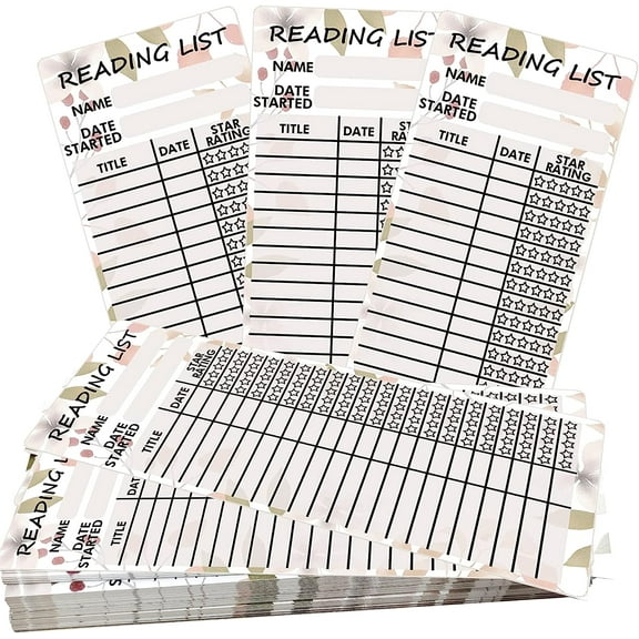 Reading List Bookmark Label 3x8 inch Personal Library Card Reading Page Card Reading Log Card 50Pcs