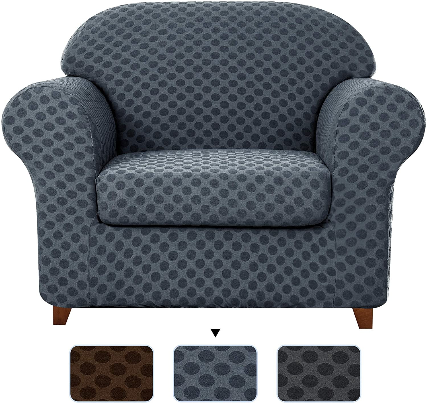 Subrtex Stretch 2Piece Textured Dots Geometric Armchair Slipcover