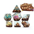 thumbnail image 2 of Gate Keeper Games and Dice: Inclusion Dice: Dinosaur Eggs - 7pc RPG Set, Multi-Colored Dino Eggs & Brown Glitter In Clear Resin, Role Playing Games, 2 of 5
