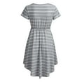 thumbnail image 4 of Odeerbi Maternity Dress Womens Short Sleeve Stripe Long Skirt Breastfeeding Pregnant Nursing Long Dress Gray, 4 of 9
