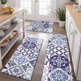 thumbnail image 2 of Blue Ethnic Geometric Patchwork Pattern Kitchen Rugs Sets Of 3,Kitchen Runner Rugs Non Skid Washable,Decorative Kitchen Floor Mats for Kitchen,Sink,Laundry,17"x30"+ 17"x47" + 17"x59", 2 of 6