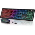 thumbnail image 1 of Wireless Keyboard and Mouse Combo - RGB Backlit, Rechargeable, Quiet Typing, Light-Up Keys, Full Size, Ergonomic Tilt, 2.4GHz USB Receiver for Windows, 1 of 8