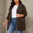 thumbnail image 4 of Stamzod Plus Size Women's Cardigans 3/4 Sleeve Open Front Cardigan with Pocket 2026 Casual Fall Clothes Brown XXXXL, 4 of 9