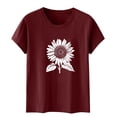 thumbnail image 5 of womens tops,Women T-Shirt Casual Cute Tops Graphic Tee Crew Neck Short Sleeve Sunflower Print Loose Summer Tops Tshirts, 5 of 5