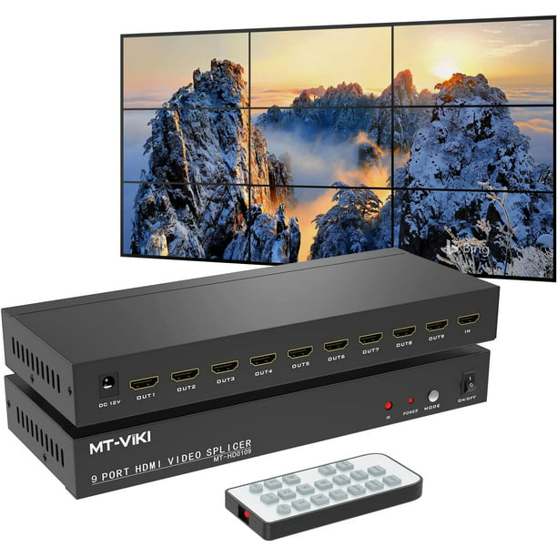 RIJER Video Wall Controller 3x3, Support 1080p 60Hz Output and 1 Input for 9 TV Splicing Display, 9 Channel Video Wall Walmart.com
