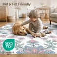 thumbnail image 4 of ODIKA 6'x9' Washable Area Rug Boho Oushak Whimsical Blush Dorm Pastel Sage Nursey Pink Refined for Dining Room, Under Table, Office Décor, Non-Slip Chair-Friendly, 4 of 7