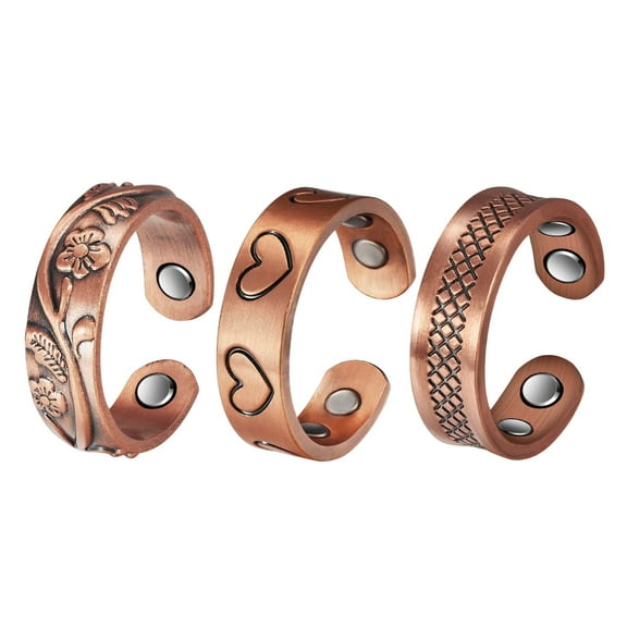 3PCS Pure Copper Rings Jewelry Set for Women, Magnetic Copper Rings, Gift for Mom Wife Daughter(CPR-0937 0010A 0935)