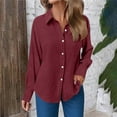 thumbnail image 6 of Kaprioy Long Sleeve Shirts for Womens Button Down Shirts Long Sleeve Tops Casual Collared Blouses Loose Fit Fall Clothes , M, 6 of 9