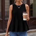 thumbnail image 5 of CIENVNSTG Womens Summer Pleated Peplum Tops Casual Sleeveless Tank Tops Flowy Babydoll Shirts Black M, 5 of 5