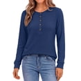 thumbnail image 2 of Fantaslook Plus Size Waffle Long Sleeve Shirts for Women Button Up V Neck Henley Blouses Dressy Casual Fall Tops, 2 of 7