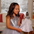 thumbnail image 3 of Barbie Signature 2021 Holiday Barbie Doll (12-inch, Brunette Braids) in Silver Gown, 3 of 7