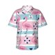 thumbnail image 1 of Balery Pink Striped Flamingo Camisas hawaianas de manga corta para hombre, camisas playeras de corte holgado, camisas de vacaciones con botones,Medium, 1 of 7