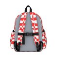 thumbnail image 3 of Red and White Wavy Checkered Pattern Backpack for School, Cute School Bag with Adjustable Shoulder Straps and Padded Back, 13.4"x11"x4.7", 3 of 4