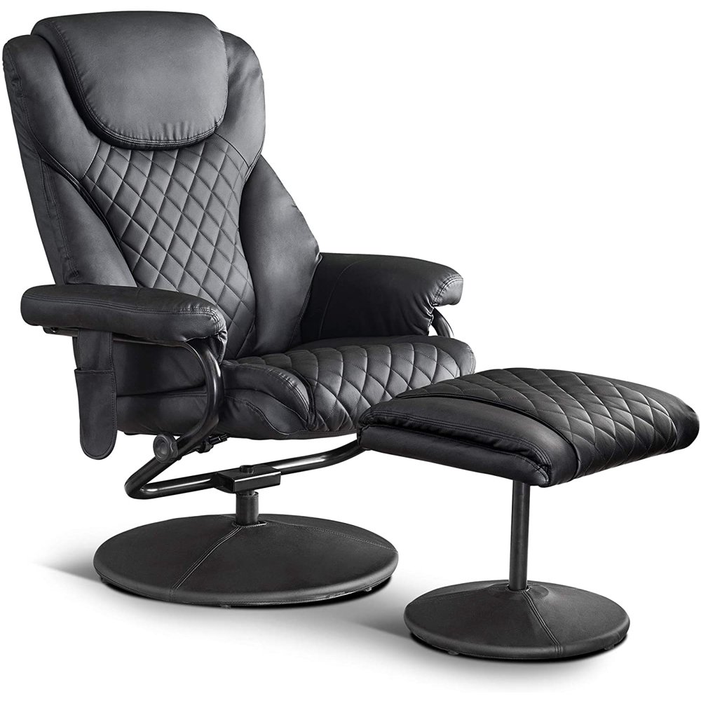 Mcombo Recliner With Ottoman Reclining Chair With Massage 360 Swivel Living Room Chair Faux 