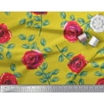 thumbnail image 2 of Soimoi Yellow Cotton Poplin Fabric Leaves & Rose Floral Fabric Prints By Yard 42 Inch Wide, 2 of 3