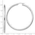 thumbnail image 2 of 925 Sterling Silver Polished Hollow tube Hinged post 3mm Round Hoop Earrings 61x59mm Wide 3mm Thick Hoop Earring for Wom, 2 of 2