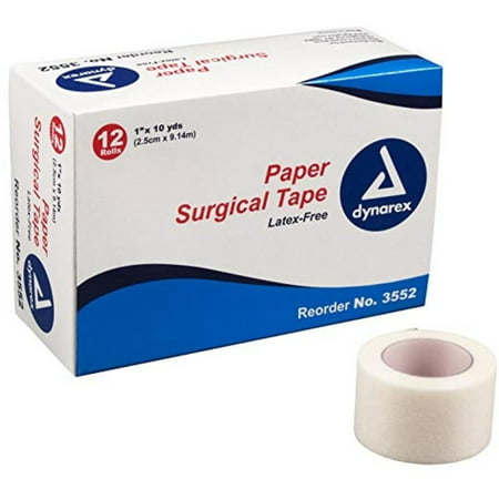 Dynarex Paper Surgical Tape 1 Inch Hypoallergenic 120 Yards, 12