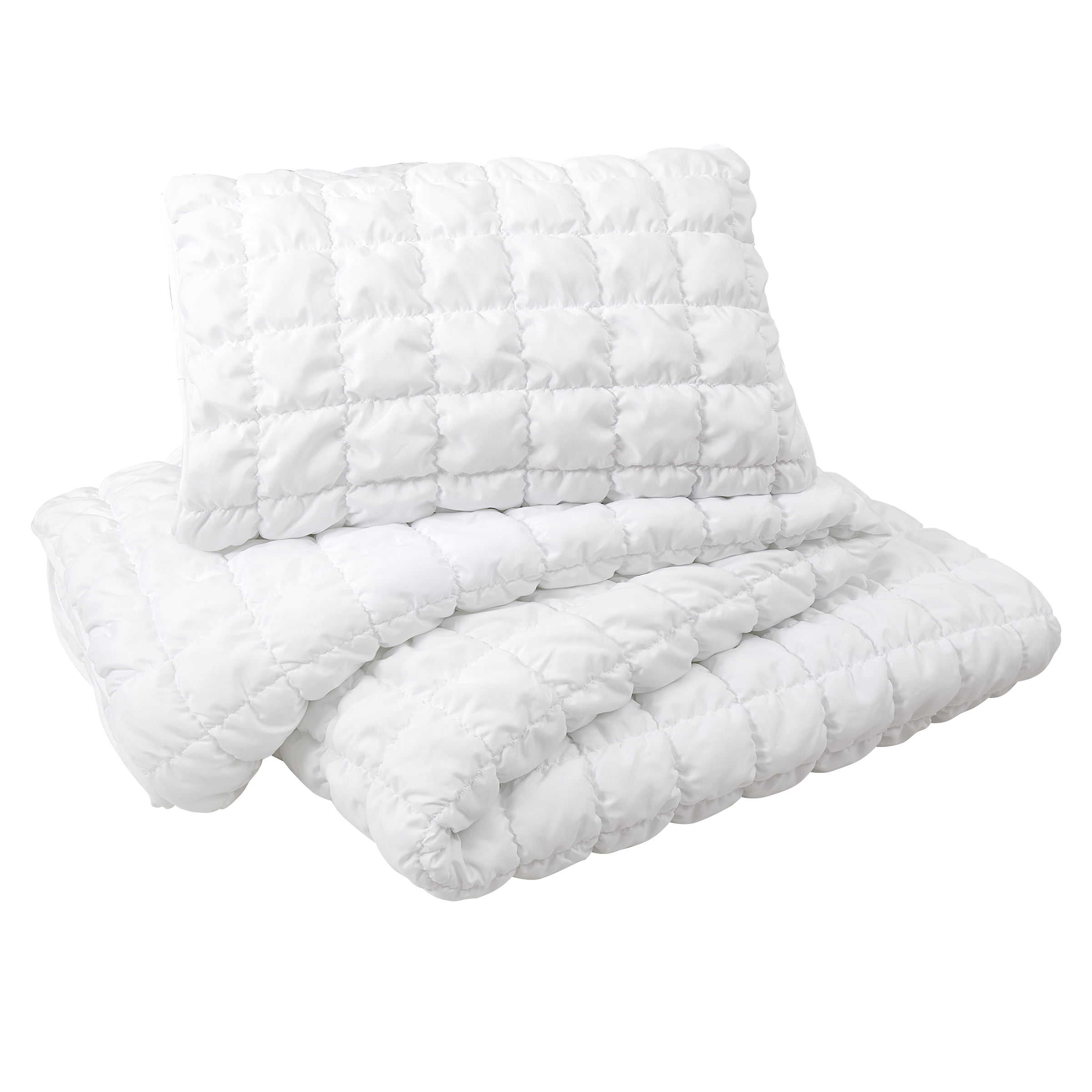 Urban Playground Kids and Teens Dreamy Clouds Marshmallow White 2-Piece Solid Quilt Set, Twin/Twin XL