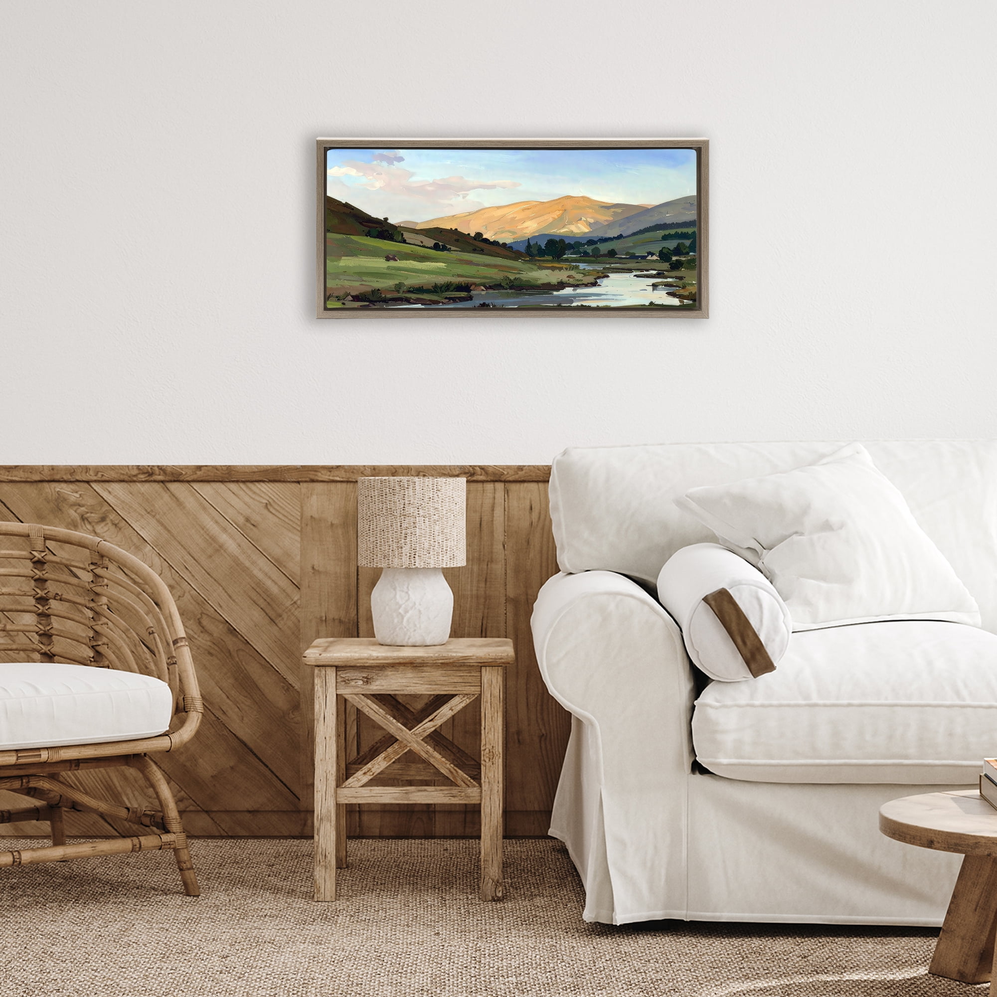 Stupell Industries Across The Valley Landscape Brown Framed Floater Canvas Wall Art, design by Alonza Saunders