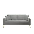 thumbnail image 2 of 72" Velvet Futon Sofa with 2 Pillows, Upholstered Futon Sofa Couch, Recliner 2-Seater Modern Sofa for Living Room, Bedroom, Apartment, Gray, 2 of 6