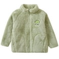 thumbnail image 2 of HAOTAGS Teen Girls Boys Fleece Jacket(3-15), Stand Collar Zip Up Jacket Graphic Print Winter Outerwear Green 8-9Years, 2 of 3