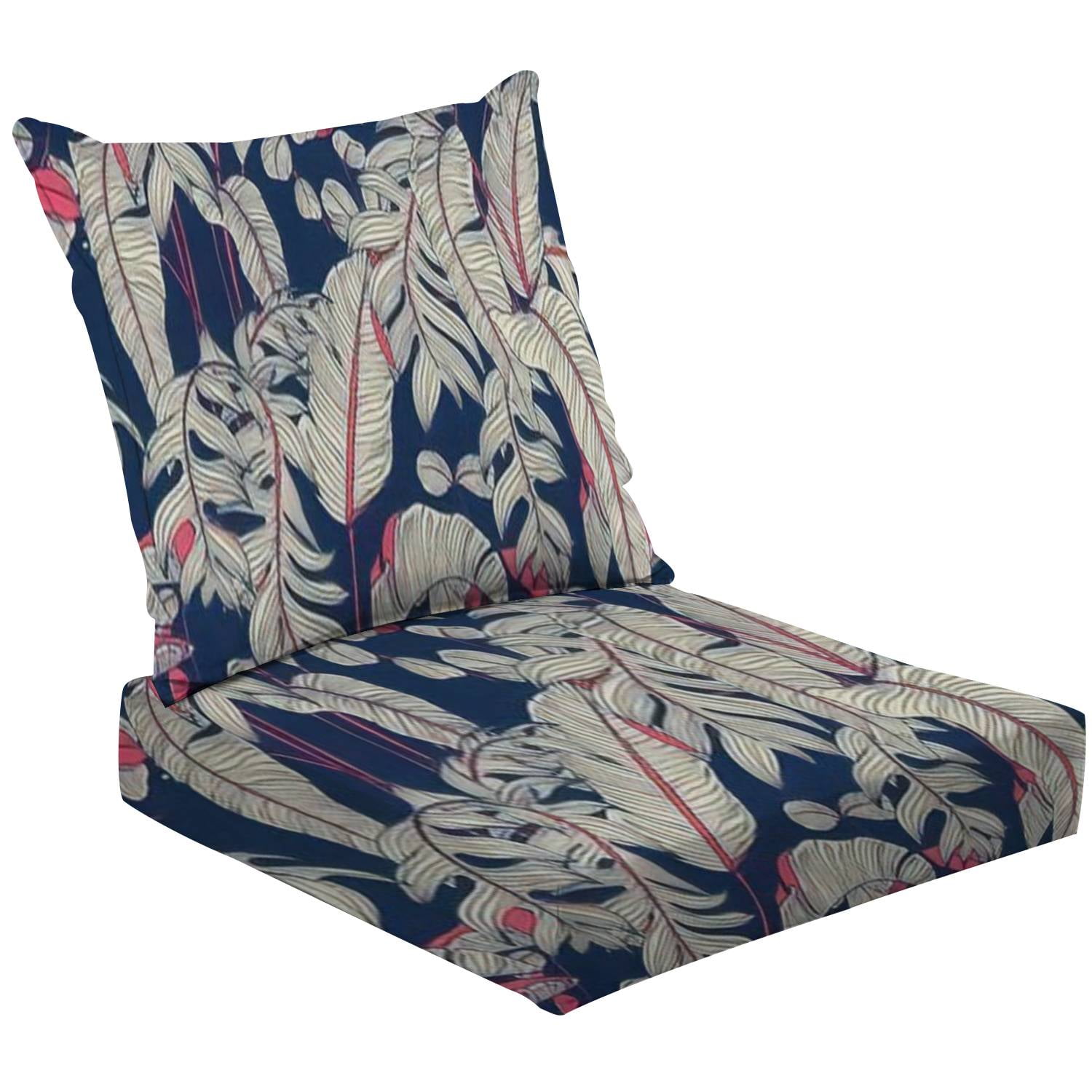 2Piece Deep Seating Cushion Set Tropical plants seamless Bird paradise