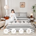 thumbnail image 3 of Manfei Southwestern Aztec Twin Comforter Sets, Bohemian Black Beige Bedding Set, Reversible 2 Pieces, 1 Comforter and 1 Pillowcase, 3 of 6