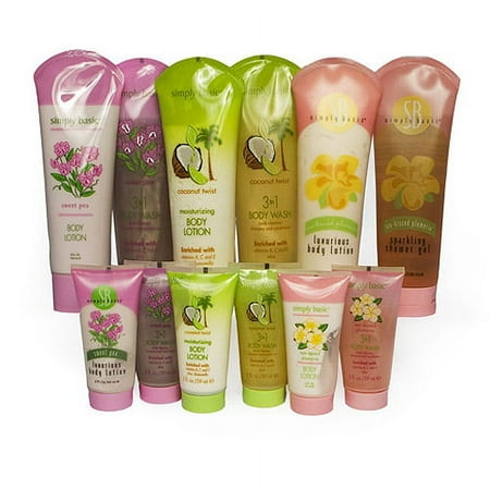 Simply Basic 12pc Sampler Bath and Body Care Set