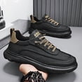 thumbnail image 4 of Men's Black Casual Platform Shoes, Waterproof Lace-Up Thick Sole Walking Shoes, Non-Slip Comfortable Work Shoes for Daily Wear, Business Casual, 4 of 10