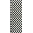thumbnail image 2 of Hauteloom Kaysar Hallway, Kitchen Machine Washable Runner Rug - Square Piles, Checkered - White, Petrol Blue - 2'7" x 10', 2 of 12