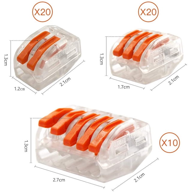 Conectores eléctricos de 50 piezas, terminal de conexión rápida de cable, 3 tipos, 2,3 y 5 entradas