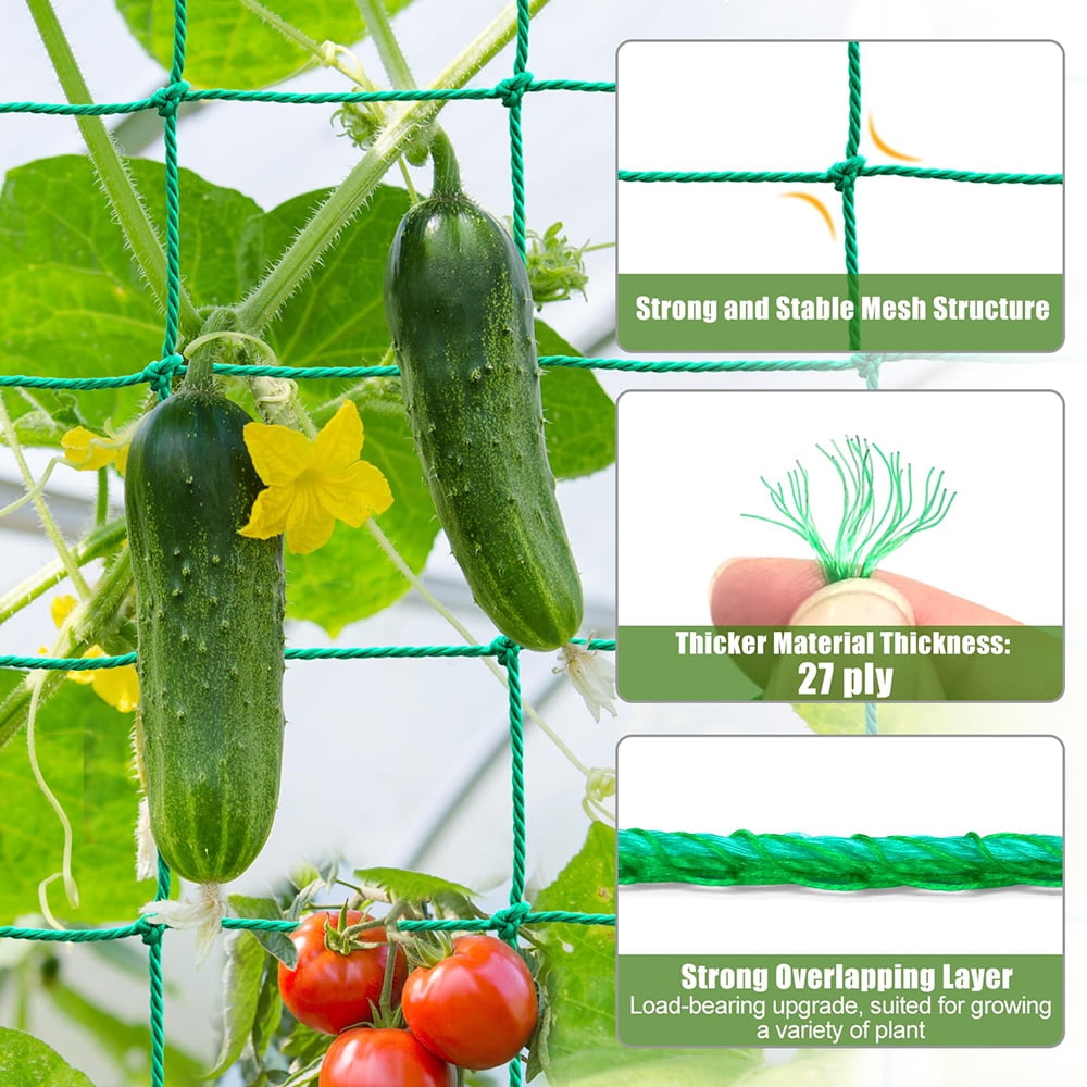 Climbing Garden Trellis - Heavy Duty Garden Netting for Climbing Plants - Trellis Netting for Cucumbers, Vines, Fruits, Durable Nylon Plant Support Trellis - Easy to Install/5.9x11.8 FT （5PCS）