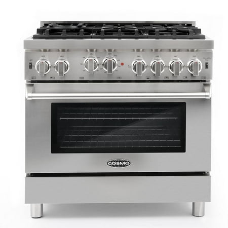 Cosmo COS-GRP366 Commercial-Style 36 in. 4.5 cu. ft. Gas Range with 6 Italian Burners and Heavy Duty Cast Iron Grates in Stainless Steel