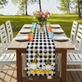 thumbnail image 4 of Table Runners 72 Inches Long Dress Scarves, Daisy Bees Gnomes Farmhouse Kitchen Table Runner, Coffee Tablerunners, Black White Plaid Farmhouse 14x72 Inch, 4 of 9