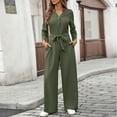 thumbnail image 4 of Tnhcen Women's High-Waist Tie-Waist Jumpsuit Long Sleeve Loose Jumpsuit Fit Casual Sportswear Plus Size S-XL Comfortable Stretchy Wide-Leg Trousers, 4 of 8