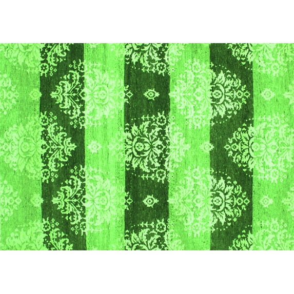 Ahgly Company Indoor Rectangle Abstract Green Contemporary Area Rugs, 8' x 10'