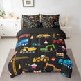thumbnail image 2 of Manfei Boys Construction Truck Twin Bedding Sets 7-Piece, Tractor Machinery Bedding Comforter Set, Cartoon Vehicle Reversible Sheet Sets, Luxury Bedroom Decor, 2 of 7
