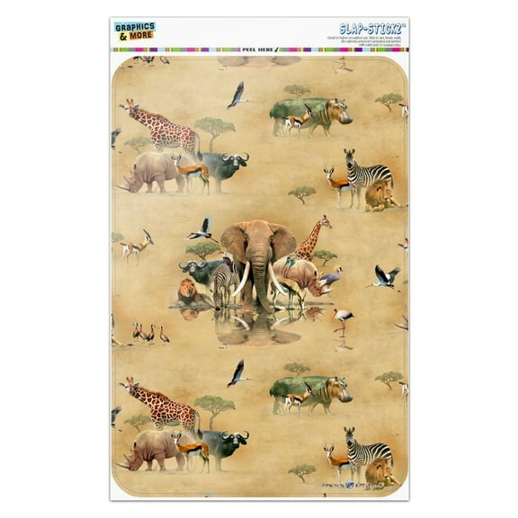 African Waterhole Animals Elephant Zebra Rhino Pattern Home Business Office Sign