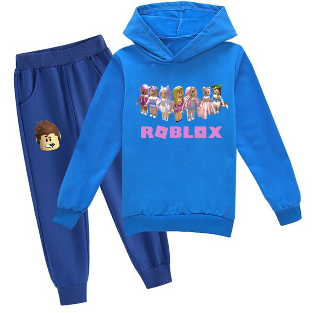 Roblox traje de ocio bidimensional periférico de animación de juego de dos piezas para niños y niñas, suéter y pantalones para niños, el mejor regalo