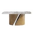 thumbnail image 6 of Modern Dining Table | Spacious Space for Happy Family Dinners | Artificial Stone Panel Crafted Exquisitely | Stable Base with Bronze - colored Iron Legs, 6 of 6