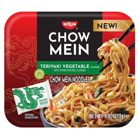 Nissin Foods Chow Mein Instant Noodles Teriyaki Vegetable Flavor 4.0 oz Tray Shelf-Stable Nissin Foods Chow Mein Instant Noodles Teriyaki Vegetable Flavor 4.0 oz Tray Shelf-Stable