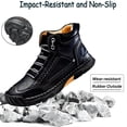 thumbnail image 2 of Men's Casual Leather Boots Handmade Lightweight Breathable Anti-slip Impact-resistant Sneakers Chukka Hiking Loafers Shoes Black 7.5 US, 2 of 7