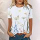 thumbnail image 1 of ICHUANYI Clearance Women's Short Sleeve Round Neck Printed Loose Tops Blouse T-shirt(White, M) ICHUANYI WER2023081116643, 1 of 5