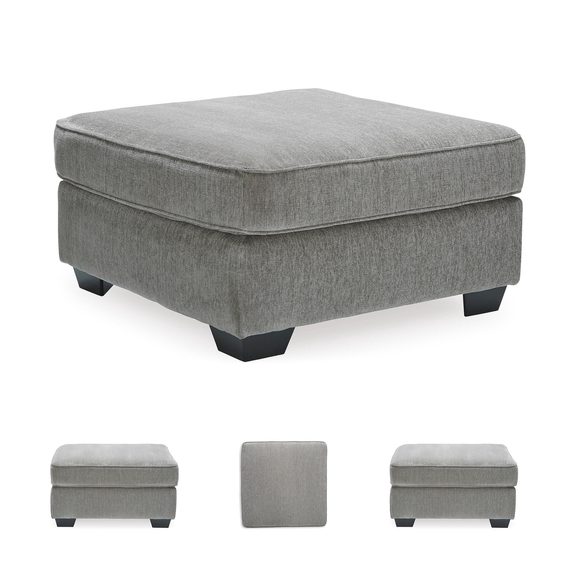 Signature Design by Ashley Contemporary Altari Oversized Accent Ottoman Chenille Alloy