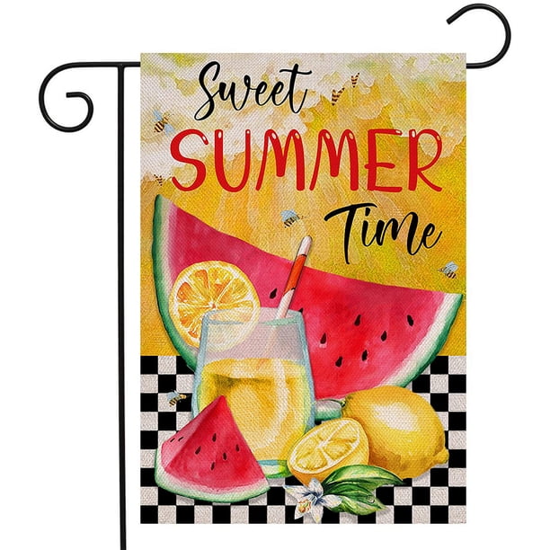 Colección de playa de verano, pancartas festivas, pancarta de patio al aire libre, decoración de verano, pancarta de jardín de lino de doble cara Ormromra CPB-US-DYP63-2