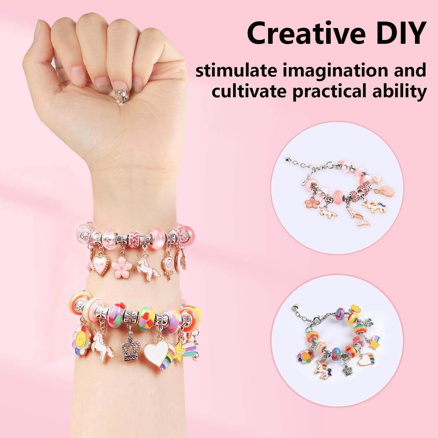 134pcs Girls Charms Bracelet Making Kits, Cute and Fun DIY Jewelry Beading Jewelry Making Kits for 5-12 Years Old Girls, New Year Birthday Gifts