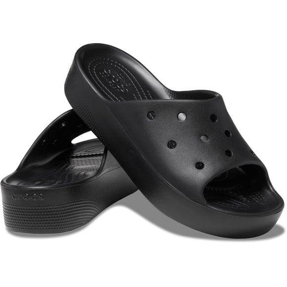 Crocs Women's Classic Slide | Platform Sandals, Black, 8