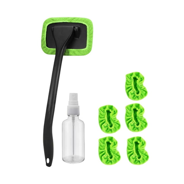 Herramienta de limpieza del parabrisas de automóviles portátiles multifuncionales con 5 almohadillas de microfibra Verde